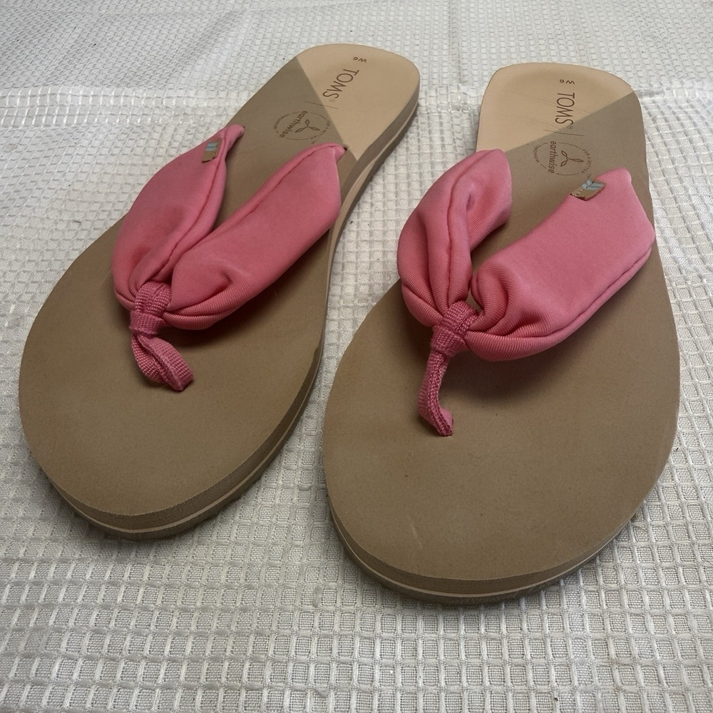 Toms Earthwise Womens Pink Flip Flop Sandals Flat Shoes Toe Thong Size 6